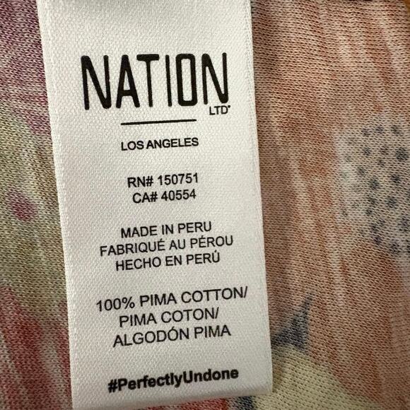 NATION LTD Floral Puff‑Sleeve Shirred Pima Cotton Floral Top Women’s Size Large - Picture 5 of 5
